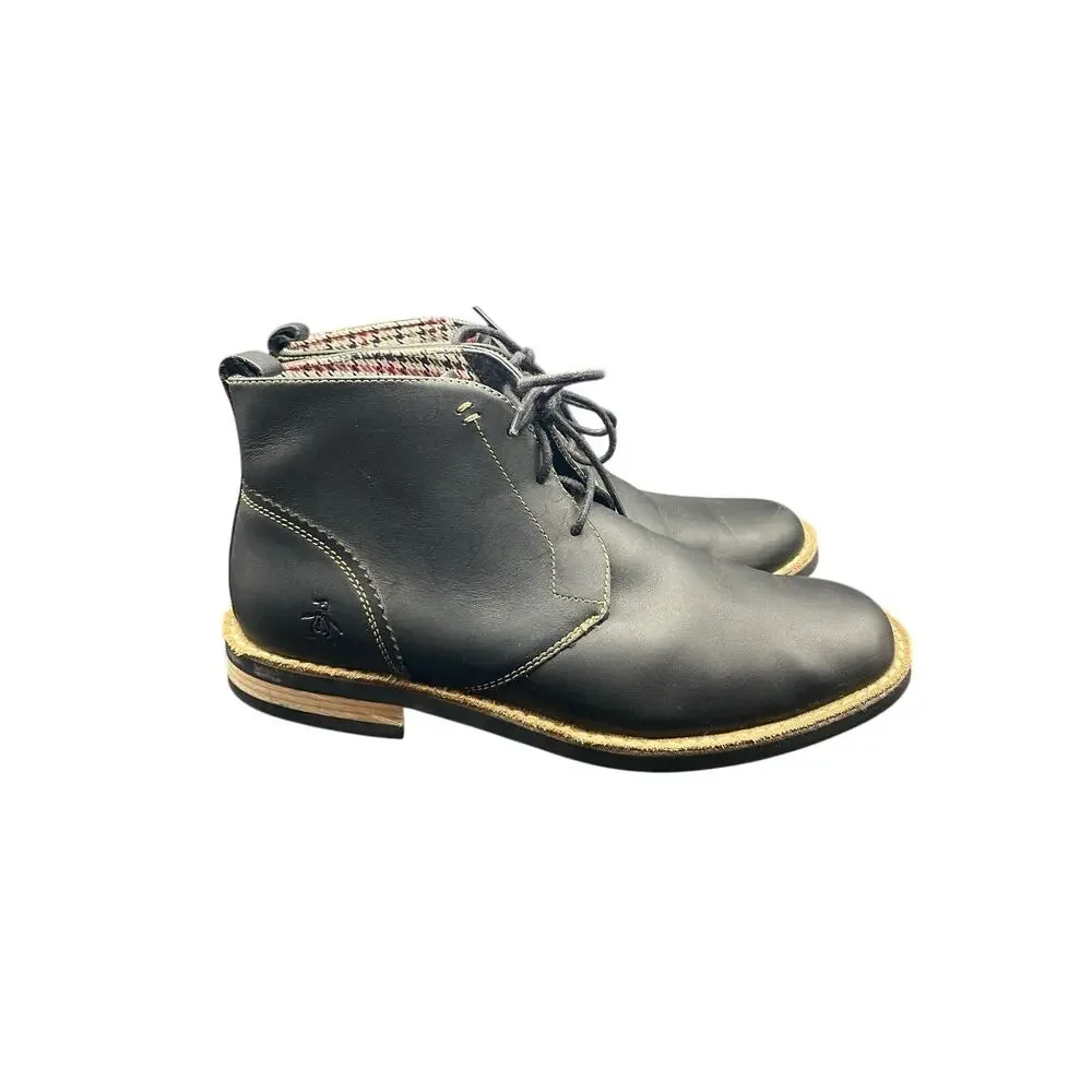 Original Penguin Black Leather Chukka Boots Men's US-8 UK 7